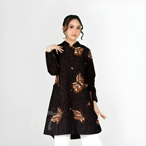 Batik Cirebon Dress Wanita Elegan Modern