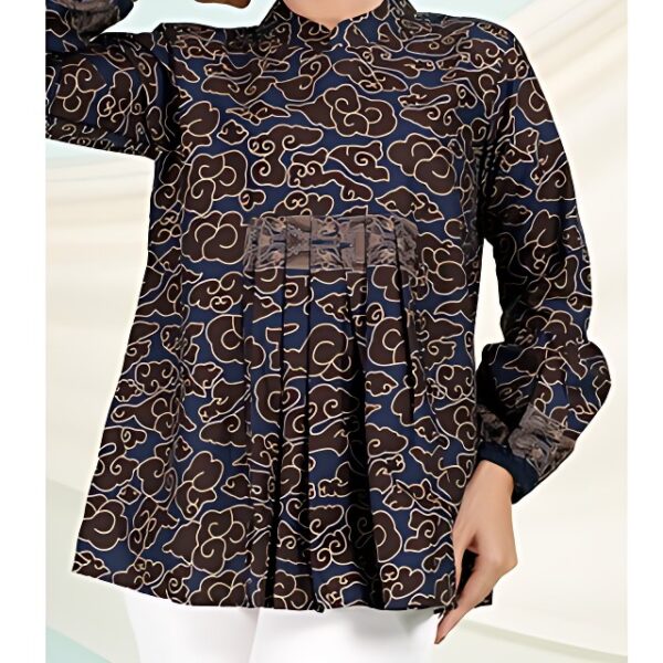 Baju Batik Cirebon Kantor Wanita Kembang Warna