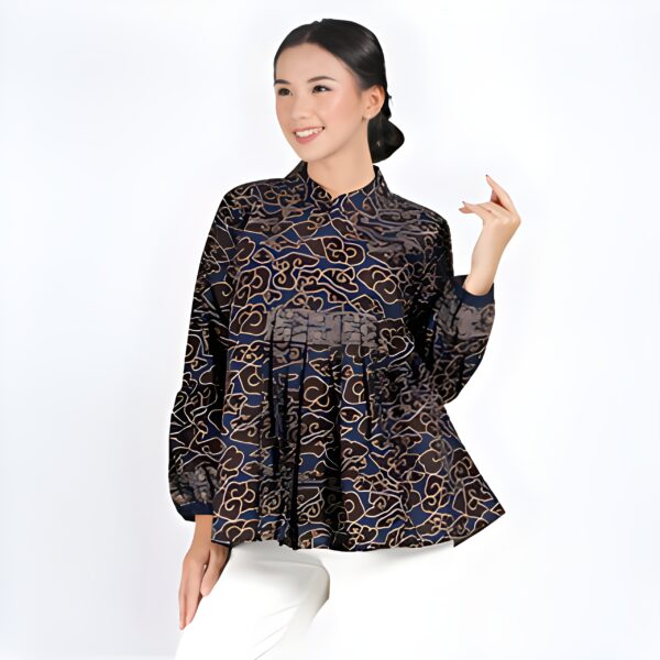 Baju Batik Cirebon Kantor Wanita Kembang Warna